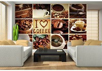 Флизелиновые фотообои кухня 312x219 см Я люблю кофе коллаж (10317VEXXL) +клей