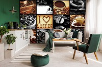 Флизелиновые фотообои на кухню 312x219 см Я люблю кофе коллаж (10318VEXXL) +клей