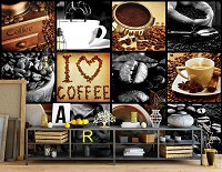 Флизелиновые фотообои на кухню 416x254 см Я люблю кофе коллаж (10318VEXXXL) +клей
