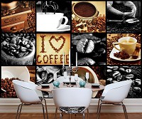 Флизелиновые фотообои кухня 460x300 см Я люблю кофе коллаж (10318V12) +клей