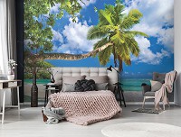 Флізелінові фотошпалери море на стіні 3Д Пейзаж Острів 254x184 см Самотня пальма на пляжі (10332V4)+клей - вид 7 мініатюра