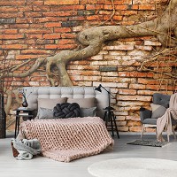 Флизелиновые фотообои в зал 3Д Кирпичи 416x254 см Корень на стене (10333VEXXXL)+клей - вид 8 миниатюра