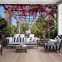 Флизелиновые фотообои на стену 312x219 см 3Д Цветы и колонны в саду (10334VEXXL)+клей