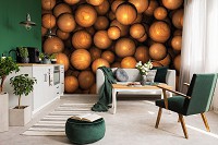 Флизелиновые 3Д фотообои геометрия 254x184 см Коричневые деревянные шары (10336V4)+клей