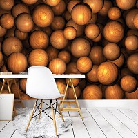 3д флизелиновые фотообои под дерево 416x254 см Коричневые деревянные шары (10336VEXXXL)+клей