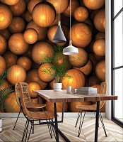 3д флізелінові фотошпалери під дерево 416x254 см Коричневі дерев'яні кулі (10336VEXXXL)+клей - вид 9 мініатюра