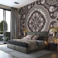 Флізелінові фотошпалери абстракція Фольклор Етно Орнаменти 254x184 см Сіра мозаїка (10367V4)+клей - вид 9 мініатюра