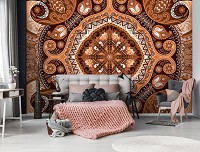 Флизелиновые фотообои абстракция 312x219 см Коричневый орнамент мозаика (10368VEXXL)+клей