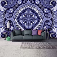 Флизелиновые фотообои абстракция 254x184 см Фиолетовый орнамент мозаика (10369V4)+клей
