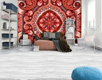 Искусство флизелиновые фотообои 254x184 см Красная мозаика (10371V4)+клей