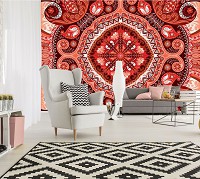 Красивые флизелиновые фотообои абстракция 368x254 см Красная мозаика (10371V8)+клей