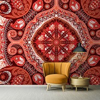 Красиві флізелінові фотошпалери абстракції 368x254 см Червона мозаїка (10371V8)+клей - вид 8 мініатюра