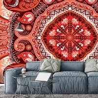 Красиві флізелінові фотошпалери абстракції 368x254 см Червона мозаїка (10371V8)+клей - вид 9 мініатюра