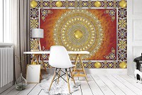 Флізелінові фотошпалери 254x184 см Мандала із золотими та помаранчевими орнаментами (10372V4)+клей - вид 7 мініатюра