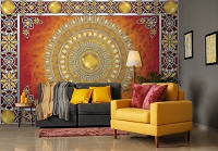 Флізелінові фотошпалери 254x184 см Мандала із золотими та помаранчевими орнаментами (10372V4)+клей - вид 8 мініатюра