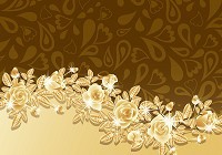 Популярные флизелиновые фотообои 254x184 см Золотые розы и цветочные сердца (10375V4)+клей - вид 1 миниатюра