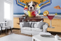 Флизелиновые фотообои в детскую комнату 3Д Домашние животные Собака 312x219 см Щенок на пляже (10382VEXXL)+клей