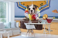 Море флизелиновые 3Д фотообои Домашние животные Собака 254x184 см Щенок на пляже (10382V4)+клей - вид 7 миниатюра