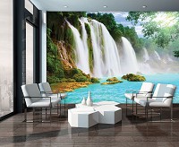 Флизелиновые фотообои 3D Пейзаж Природа 254 х 184 см Водопад и голубая вода (10386V4)+клей