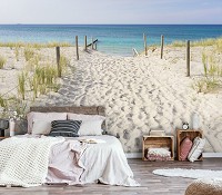 Природа флизелиновые фотообои 312x219 см 3Д Песчаный пляж и вид на море (10387VEXXL) +клей