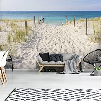 3d флизелиновые фотообои природа 254x184 см Песчаный пляж и вид на море (10387V4)+клей - вид 8 миниатюра