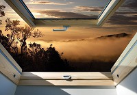 Флизелиновые фотообои природа 520x318 см 3д Вид из мансардного окна на туманные горы (10390VEXXXXXL) +клей - вид 1 миниатюра