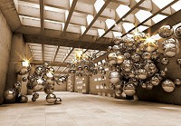 Флизелиновые фотообои 520x318 см 3Д Большая комната со стальными шарами (10396VEXXXXXL) +клей - вид 1 миниатюра