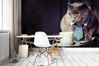 Флізелінові 3Д фотошпалери з тваринами 312x219 см Чорний кіт бізнесмен (10397VEXXL)+клей - вид 7 мініатюра