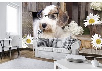 Флизелиновые фотообои 254x184 см 3Д Домашние Животные Собака Читает Книгу (10398V4)+клей