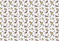 Флизелиновые фотообои с цветами на стену 312x219 см Маленькие птички и цветочные узоры (10401VEXXL)+клей - вид 1 миниатюра