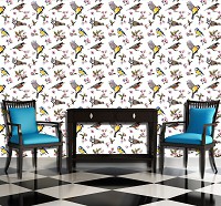 Флизелиновые фотообои с цветами на стену 312x219 см Маленькие птички и цветочные узоры (10401VEXXL)+клей - вид 5 миниатюра
