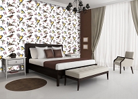 Флизелиновые фотообои с цветами на стену 312x219 см Маленькие птички и цветочные узоры (10401VEXXL)+клей - вид 6 миниатюра