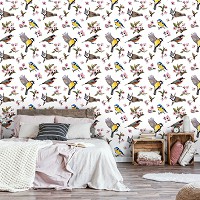 Флизелиновые фотообои с цветами на стену 312x219 см Маленькие птички и цветочные узоры (10401VEXXL)+клей - вид 8 миниатюра