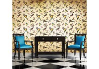 Флизелиновые фотообои Винтажный Стиль 312x219 см Маленькие птички и цветочные узоры (10402VEXXL)+клей