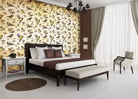 Флізелінові фотошпалери для спальні Вінтажний стиль 254x184 см Маленькі пташки та квіткові візерунки (10402V4)+клей - вид 6 мініатюра