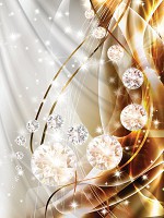 Флизелиновые фотообои красивые 206x275 см Золотая и белая абстракция с бриллиантами (10403VEA)+клей - вид 1 миниатюра