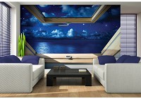 Тучи флизелиновые фотообои 416x290 см 3Д Вид из мансардного окна на звездное ночное небо (10409VEXXXXL) +клей