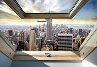 Флизелиновые фотообои 3D вид из мансардного окна 368х254 см Манхэттен город Нью-Йорк (10415V8)+клей - вид 1 миниатюра