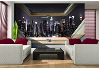 Флизелиновые фотообои 368x254 см 3Д Вид из мансардного окна на ночной город (10417V8) +клей