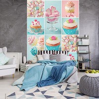 Флизелиновые фотообои для кухни 206x275 см Разноцветные кексы и зефир (10447VEA)+клей
