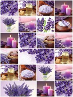 Флизелиновые фотообои на кухню цветы 206x275 см Коллаж Лаванда Свечи Спа (10450VEA)+клей - вид 1 миниатюра