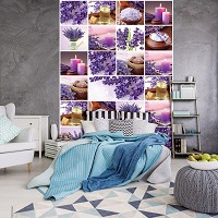 Флизелиновые фотообои на кухню цветы 184x254 см Коллаж Лаванда Свечи Спа (10450V4A)+клей