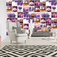 Флизелиновые фотообои 368x254 см Коллаж Лаванда Свечи Спа (10450V8) +клей