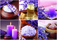 Флізелінові фотошпалери квіти 312x219 см Колаж Спа Лаванда та Свічки (10451VEXXL)+клей - вид 1 мініатюра