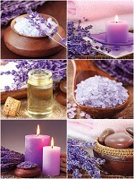 Флизелиновые фотообои цветы 206x275 см Коллаж Спа Лаванда и Свечи (10451VEA)+клей - вид 1 миниатюра