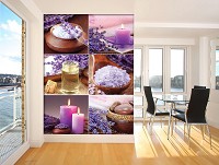 Красивые флизелиновые фотообои 184x254 см Коллаж Спа Лаванда и Свечи (10451V4A)+клей