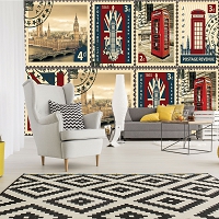 Флизелиновые фотообои на стену 368x254 см Ретро стиль Лондон Великобритания (10456V8) +клей