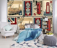 Город флизелиновые фотообои 312x219 см Ретро стиль Лондон Великобритания (10456VEXXL) +клей