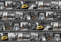 Флизелиновые фотообои город 254x184 см Черно-белый коллаж с видами на Нью-Йорк (10457V4)+клей