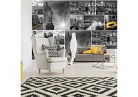 Флизелиновые фотообои в коридор 312x219 см Черно-белый коллаж с видами города Нью-Йорк (10461VEXXL) +клей